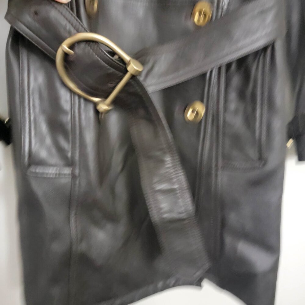 Burberry Belted Leather Trenchcoat in Dark Brown 2 - Picture 3 of 11
